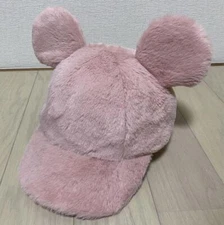 Tokyo Disney Resort Fluffy Mickey CAP pink Ears HeadBand Hat 58cm Japan used