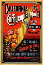 California Cornucopia of the World Fruits Food USA Vintage Poster Repro FREE S/H