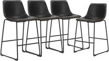 DUMOS 26 Inch Counter Height Bar Stools Set of 4, Modern Faux Leather High