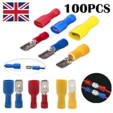 100PCS Crimp Terminals Insulated Electrical Wire Connectors Spade Lugs Kit