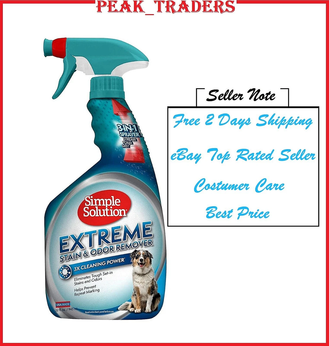 Simple solution extreme pet top stain and odor remover