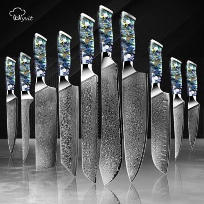 67Layers VG10 Damascus Kitchen knives Set Chef knife Cleaver Paring Bread Knife