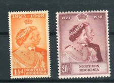 Northern Rhodesia KGVI 1948 Royal Silver Wedding set SG48/9 MNH