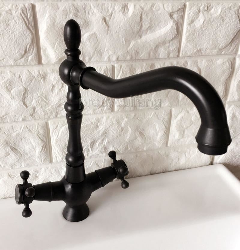 Black oil Antique Brass Swivel Kitchen Faucet Vessel Sink Mixer Tap ...