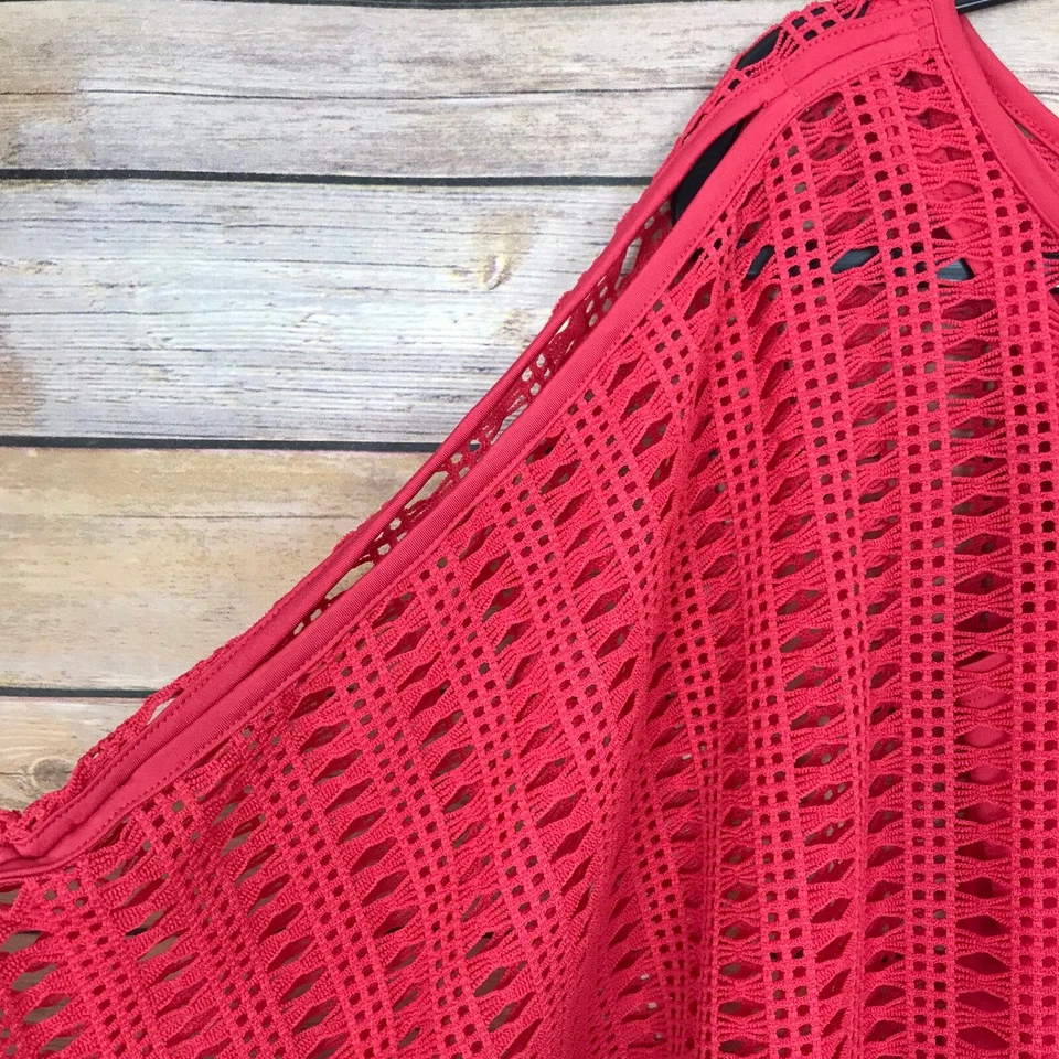 Top Miraclesuit Para Mujer S Rosa Prendas moldeadoras Crochet Hombro Frío En Capas Tanque Sólido Foto 2 de 4