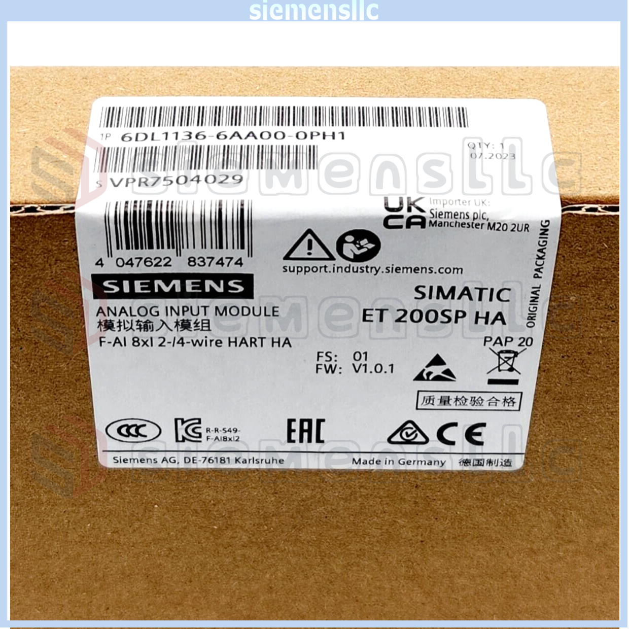 6DL1136-6AA00-0PH1 Siemens SIMATIC ET 200SP Analog Input Module UPS Express