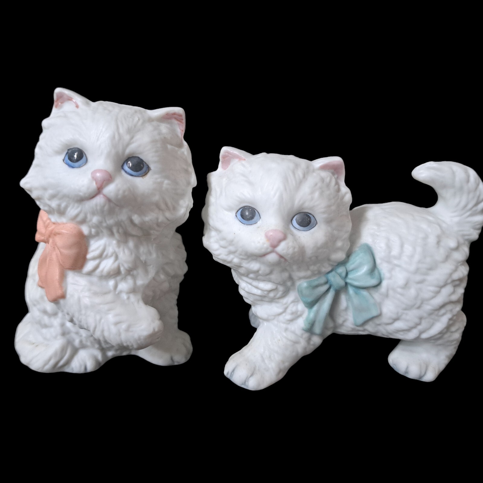 Vintage Kitten Figurines Cat Set 2 Handpainted 1980s Home Interiors #1428