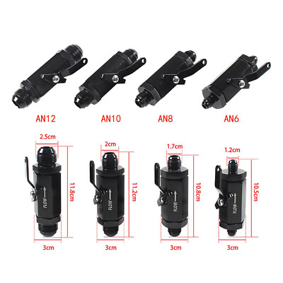 Black Valve Cut Off /ON able Lever AN6 AN8 AN10 AN12 Inline Fuel Filter Shut Off