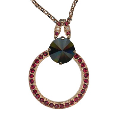 Mariana Necklace Pendant Elegant Ruby, Cream Pearl, & Jet Austrian Crystals M...