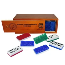 BC (Bene Casa) Double Six Professional Dominoes Set, 28 Blue Hand Crafted Tiles