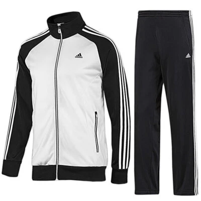 Adidas Herren 3-Streifen Trainingsanzug Sportanzug Jogginganzug weiß-schwarz - Bild 1 von 4