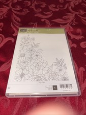 CORNER GARDEN Stamp LARGE 1 Pc Stamp Set Stampin Up Nature Flowers