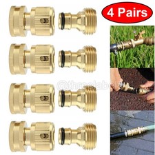 4 Pair 3/4" Garden Hose Quick Connect Water Hose Fit Brass Female Male Connector