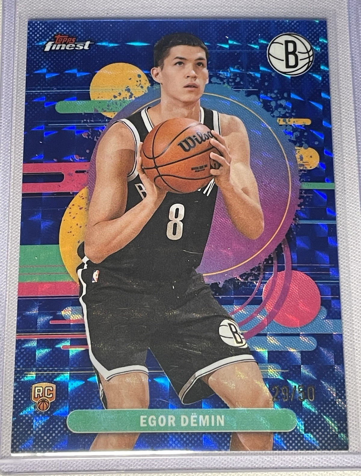 Topps 2025-26 Finest Egor Demin Nets Blue Geometric Refractor Rookie /50 #108