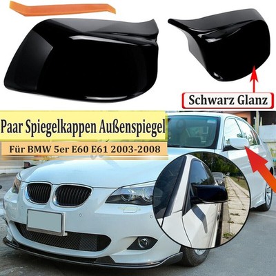 Paar Spiegelkappen Außenspiegel Schwarz Glanz Für 03-08 BMW E60 E61 E63 M-Stil