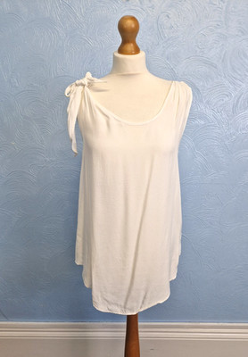 Reiss Top Size 6 White Oversized Tie Shoulder Stylish Classy Feminine Minimal