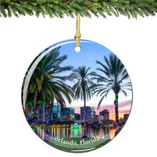 Orlando Christmas Ornament Porcelain Double Sided 2.75 Inches Mutli