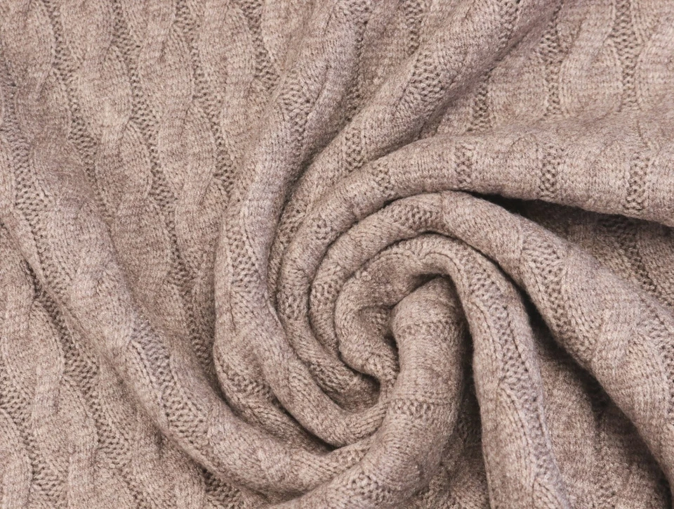 STRICK Stoff schwer mit Zopfmuster weich dehnbar TAUPE MELANGE EUR 22,98/m - Bild 2 von 2