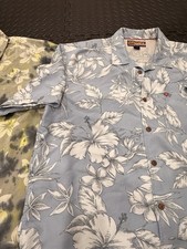 VTG Lot of 2 Quicksilver Hawaiian Board Riding Mens Floral Print Button Shirts