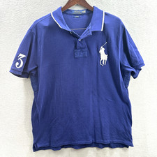 Polo Ralph Lauren Polo Shirt Mens XXL Blue Big Pony 3 Rugby Short Sleeve Pique
