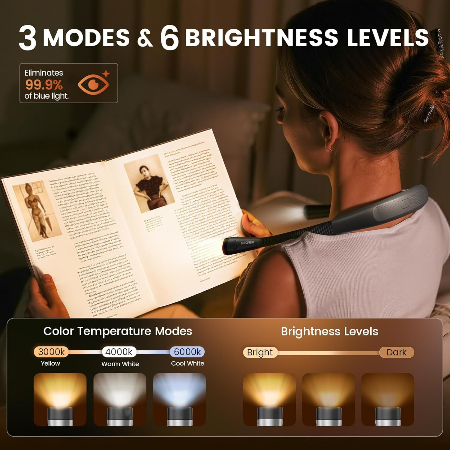 Luce da Lettura LED Portatile: Lampada Ricaricabile per Viaggi - 2