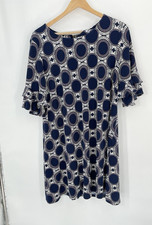 RN Studio By Ronni Nicole Plus 24W Dress Blue Geometric Textured Ruffled Sleeves