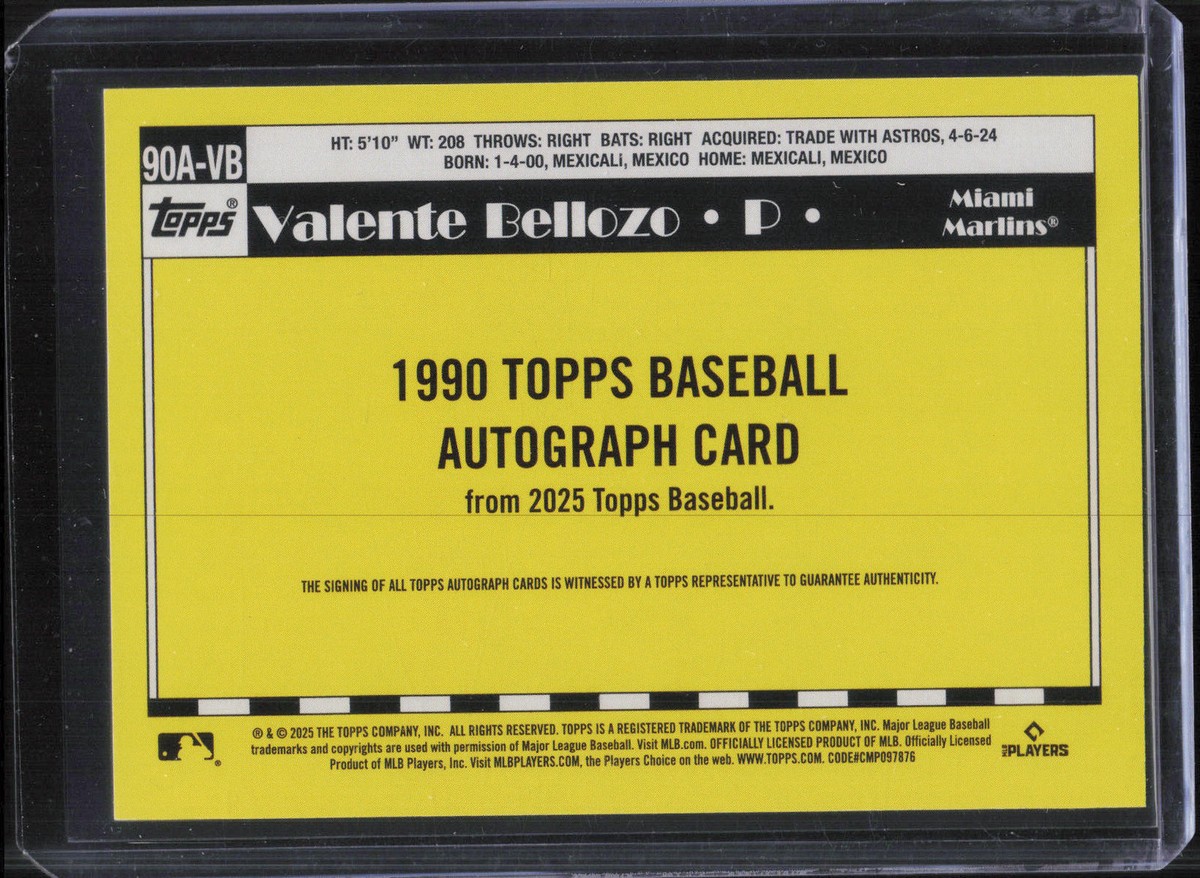 2025 Topps Series 1 #90A-VB Valente Bellozo 1990 Design Rookie