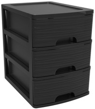 EDA Schubladenbox STONE DIN A4 3 Schübe PP schwarz