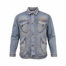 Vintage Rocawear Men's 2XL Denim Jacket Orange Stitching Front Pockets Button Up
