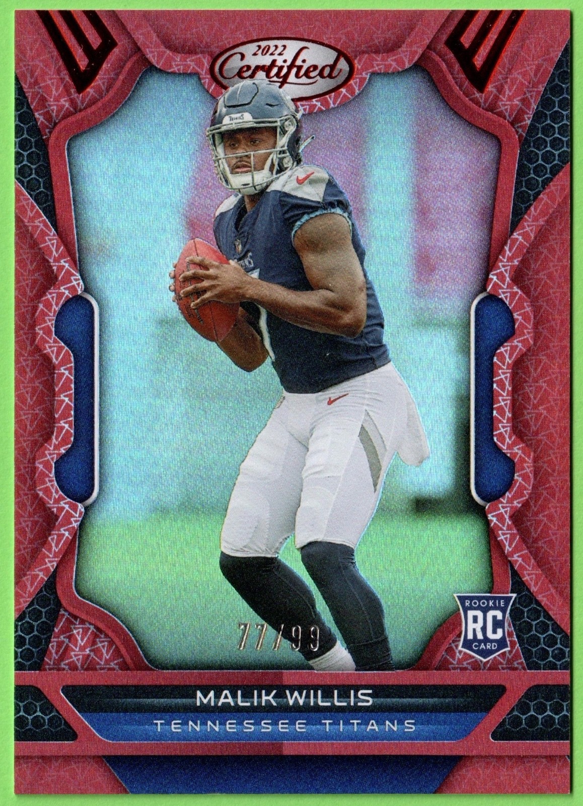 Malik Willis 2022 Panini Certified Football Rookie Red Parallel /99 Dolphins