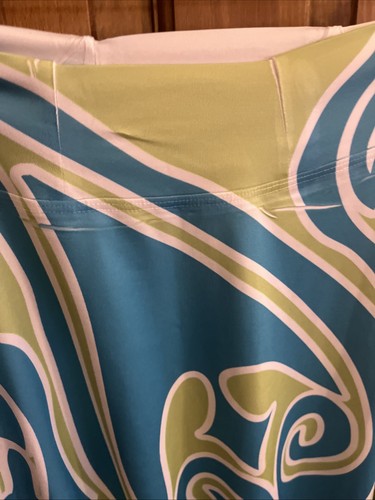 Before + Again - SILKY Lime Green and Aqua Pull on Skirt - Size XS (0950) - Picture 5 of 14