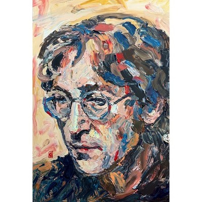 ORIGINAL Impasto Portrait John Lennon Beatles Acrylic Painting Art 19''