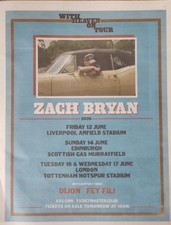Zach Bryan Live Tour Dates 2026 Concert Heaven Earth Newspap Advert Poster 14x11