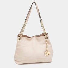 Borsa a catena Michael Kors in pelle beige Jet Set
