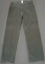 Chaps Straight Fit Corduroy Pants 36x32 Gray Green Soft Thick 5-Pocket Y2K 90s