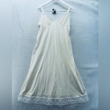 EUC Vintage Shadowline Full Slip Ivory size 36 Nylon and Lace Adjustable Straps