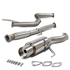Auto Dynasty 4 inches Round Muffler Tip Cat-Back Exhaust System Compatible with