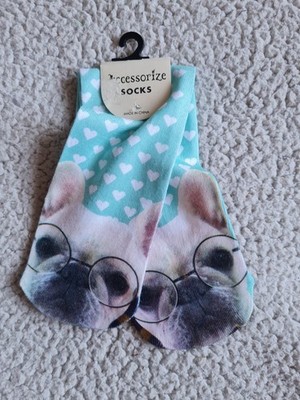 Monsoon Accessorize Socks French Bulldog Fun Design Size 4-7  Brand New WL