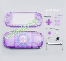 "PSP 3000 Clear Purple Full Housing Shell Case Protective"