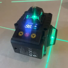 12 Lines 3D Cross Line Laser Level Green Vertical & Horizontal + Laser Receiver