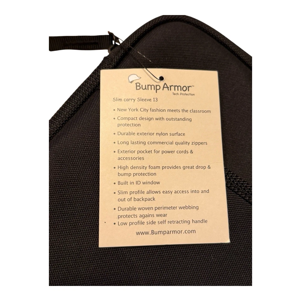 Bump Armor Tech-Pro 13" Black Slim Carry Sleeve Case w Handle For Tablets Laptop - Image 3 of 4