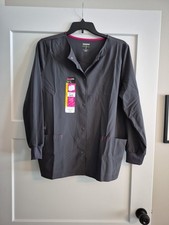 Womans Scrub Star Graphite Pewter Gray Scrub Jacket Stretch Large Warm Up