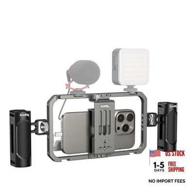  Universal Phone Cage, Smartphone Video Rig Kit with Cage w/ Dual Handles