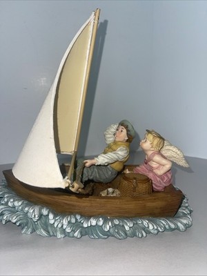 Demdaco Prayers & Promises  Winds Of Change  Figurine sailboat boat  angel boy