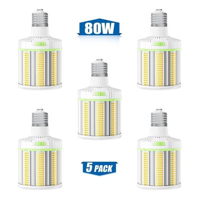 5Pack 80W LED Corn Light Adjustable 4500K~5700K Commercial Street High Bay Light