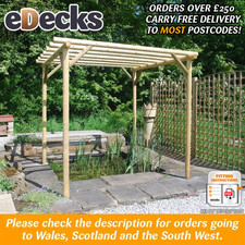 Heavy Duty Rustic Rose Pergola Pressure Treated 2.4m x 2.4m Garden Pergoda