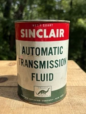NOS Vintage 1Qt Sinclair Dino Auto Transmission Fluid Motor Oil Tin Can UNOPENED