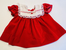 Vintage Cutest One Red Baby Dress 0-6 Months Velvety Christmas Holiday BIN 26
