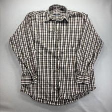 Burberry London Men  s Large Brown Check Plaid Long Sleeve Button Up Shirt 19/2