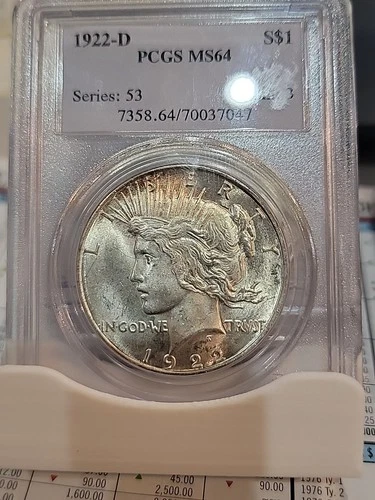 1922-D PEACE SILVER DOLLAR PCGS MS-64